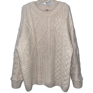 Free People Cream Cable Knit Sweater